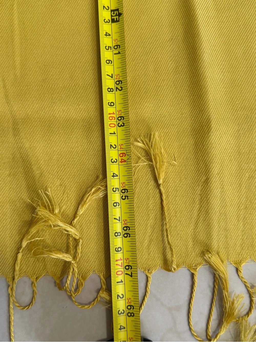 Rectangular Mustard Yellow Fringe Scarf / Hijab